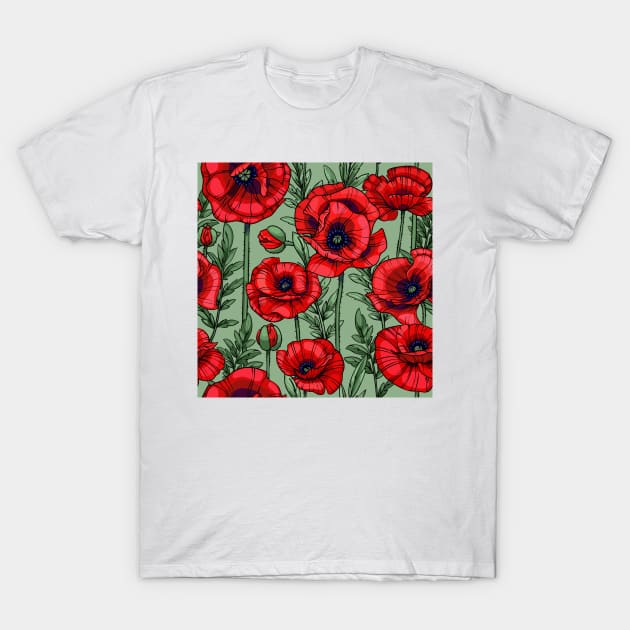 scarlet red poppies T-Shirt by  ESHA-Studio